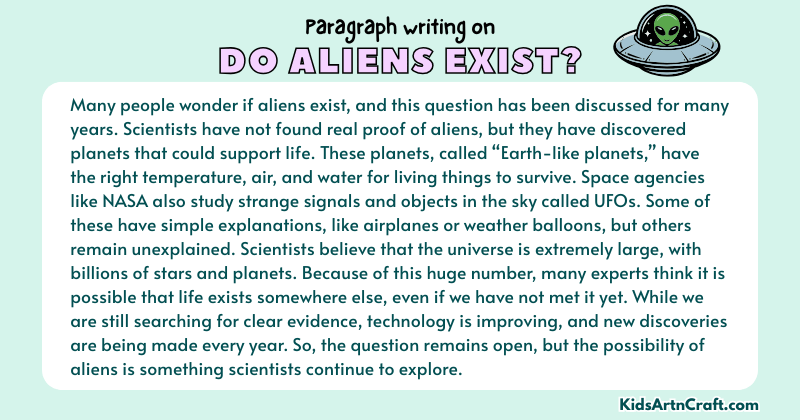 Expository Paragraph on Do Aliens Exist? (Opinion/Informative) (Explains with Facts)