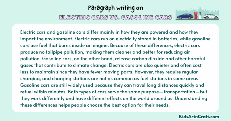 Paragraph On Electric Cars vs. Gasoline Cars