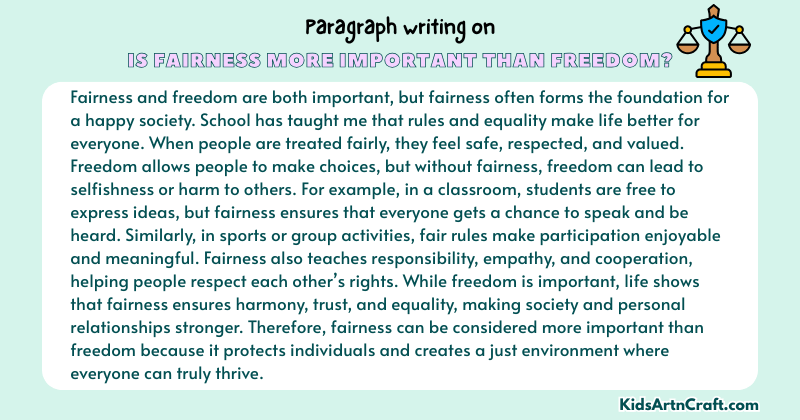 Paragraph on Is Fairness More Important Than Freedom?