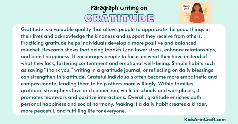 Expository Paragraph on Gratitude (Explains with Facts)