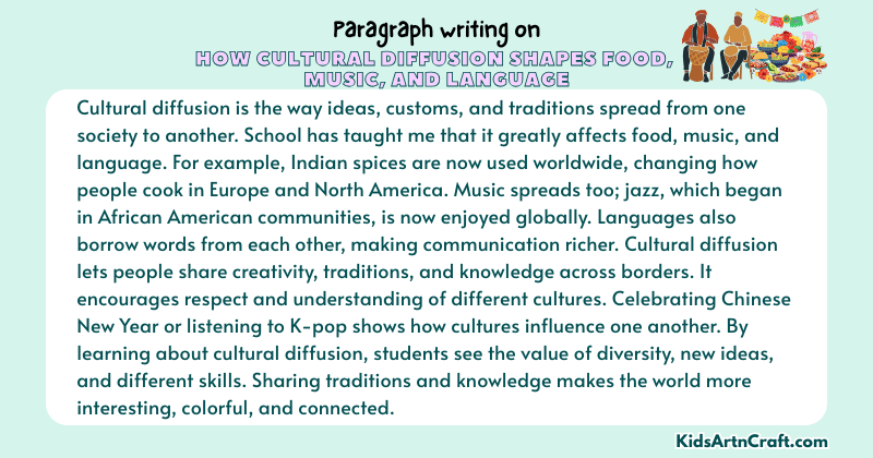 Paragraph on How Cultural Diffusion Shapes Food, Music, And Language
