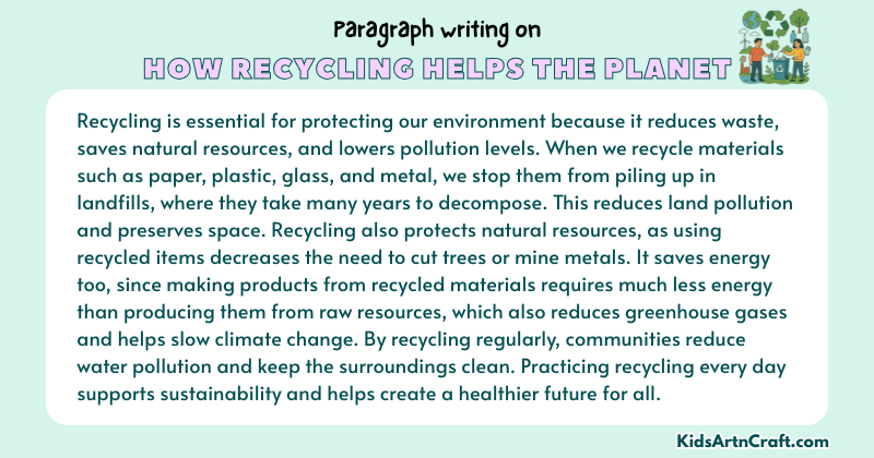 Expository Paragraph on How Recycling Helps the Planet (Explains with Facts)