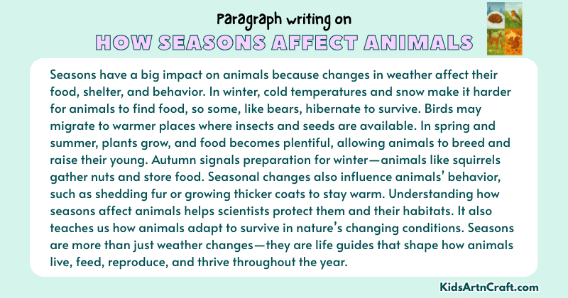 Expository Paragraph on How Seasons Affect Animals (Explains with Facts)