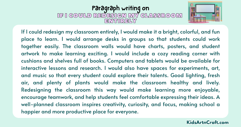 Paragraph on If I Could Redesign My Classroom Entirely