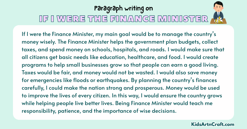 Paragraph on If I Were the Finance Minister