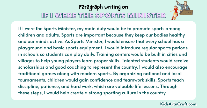 Expository Paragraph on If I Were the Sports Minister (Explains with Facts)