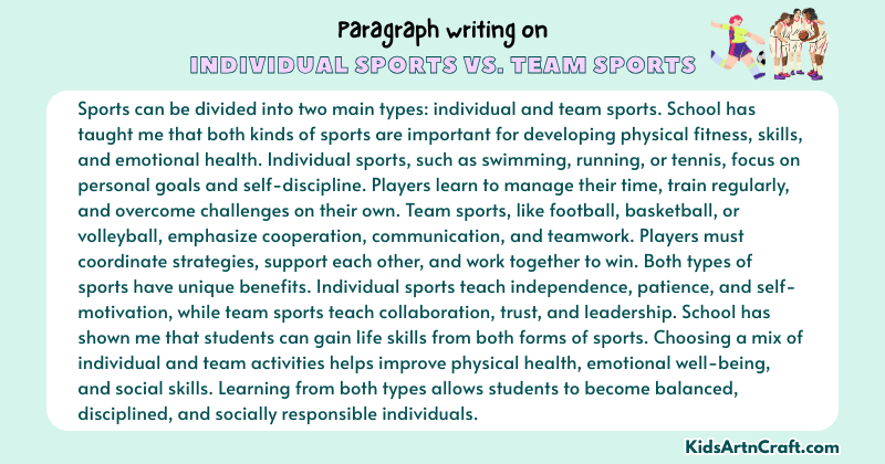 Paragraph on Individual Sports vs. Team Sports