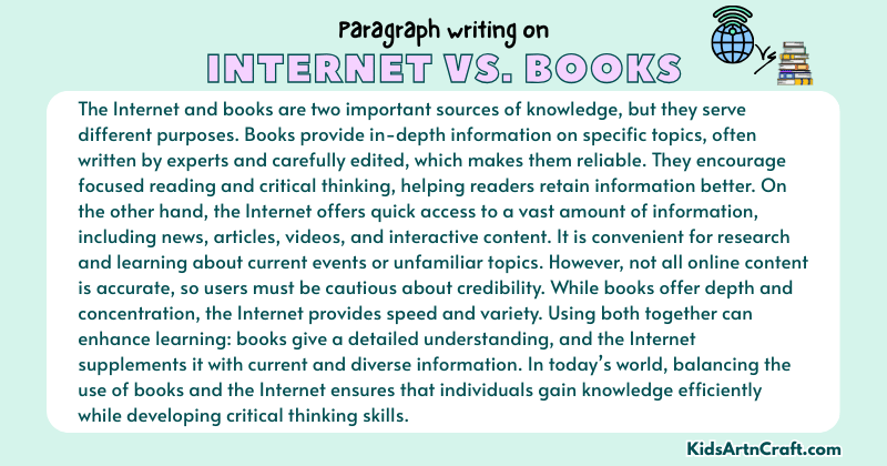 Expository Paragraph on Internet vs. Books (Explains with Facts)