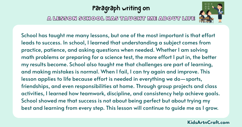 Paragraph on A Lesson School Has Taught Me About Life