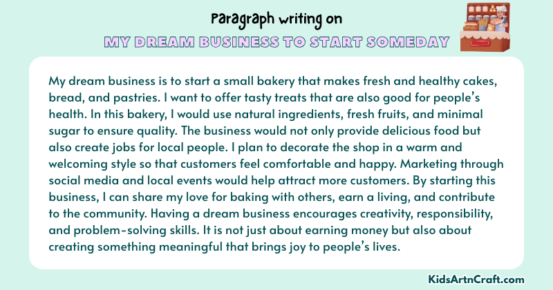 Expository Paragraph on My Dream Business To Start Someday (Explains with Facts)