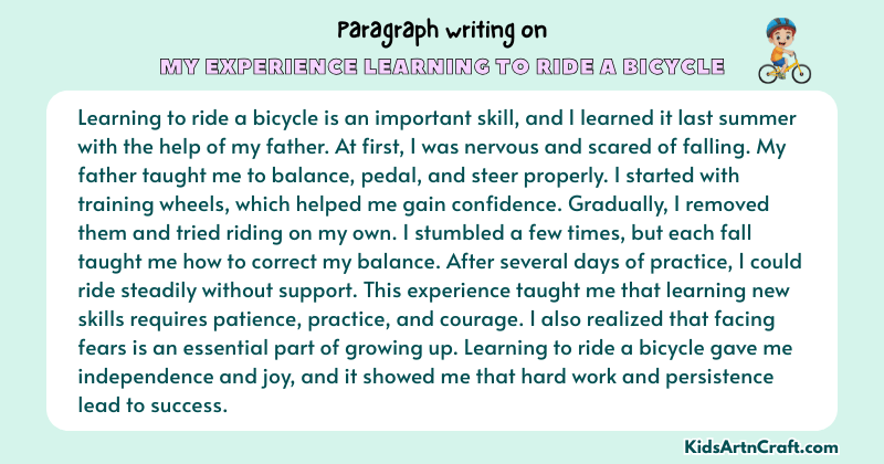 Expository Paragraph on My Experience Learning To Ride A Bicycle (Explains with Facts)