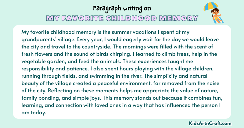 Expository Paragraph on My Favorite Childhood Memory (Explains with Facts)