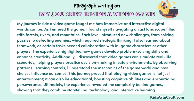 Expository Paragraph on My journey inside a video game (Explains with Facts)