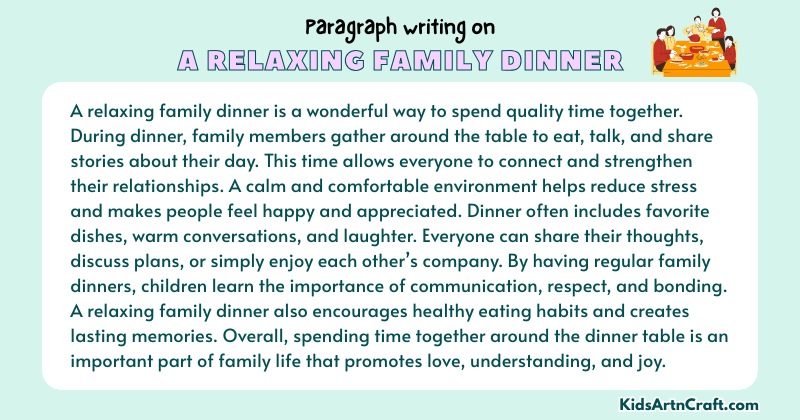 Expository Paragraph on A Relaxing Family Dinner (Explains with Facts)