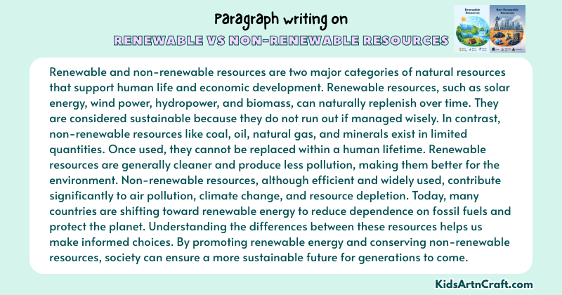 Expository Paragraph on Renewable vs Non-Renewable Resources (Explains with Facts)