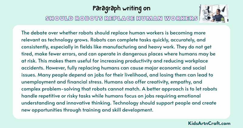 Expository Paragraph on Should robots replace human workers (Explains with Facts)