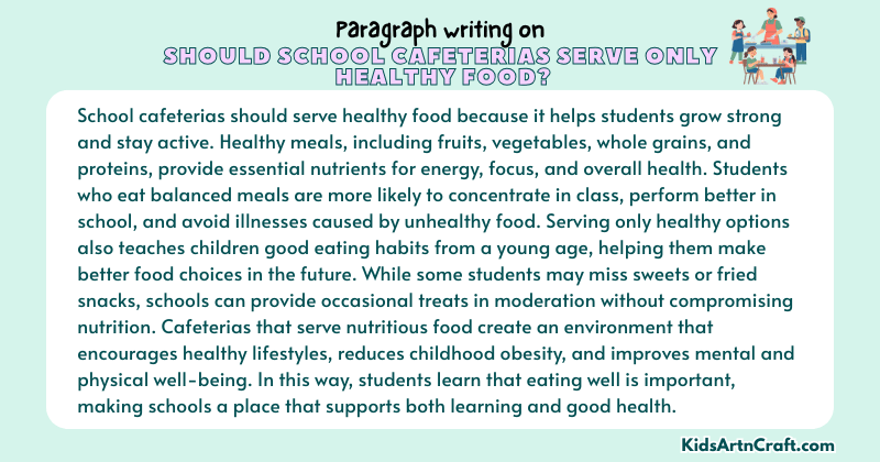 Paragraph on Should School Cafeterias Serve Only Healthy Food?