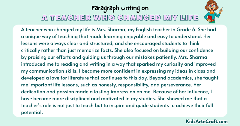 Expository Paragraph on A Teacher Who Changed My Life (Explains with Facts)