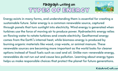 Paragraph on Types of Energy (solar, wind, etc.)