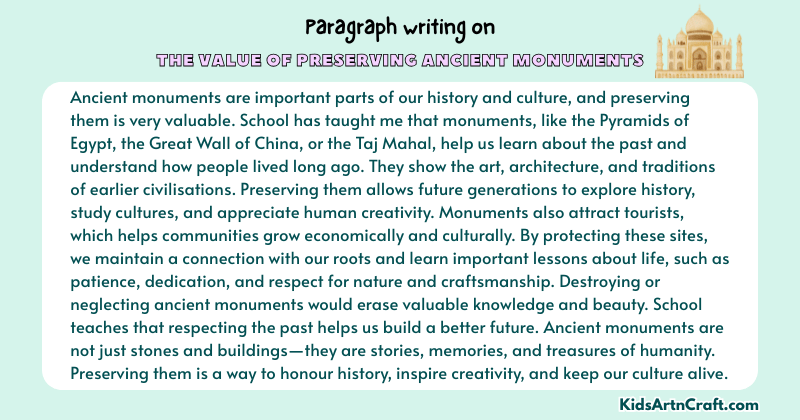 Paragraph on The Value Of Preserving Ancient Monuments