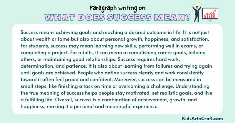 Expository Paragraph on What Does Success Mean? (Explains with Facts)