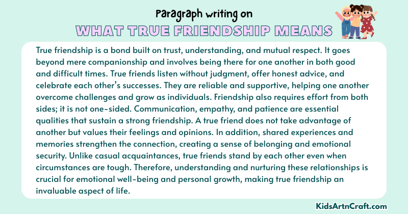 Paragraph on What True Friendship Means
