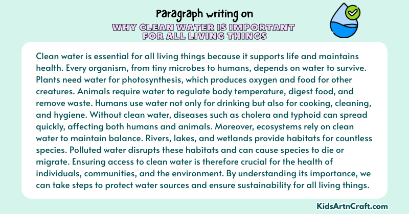 Expository Paragraph on Why Clean Water Is Important for All Living Things (Explains with Facts)