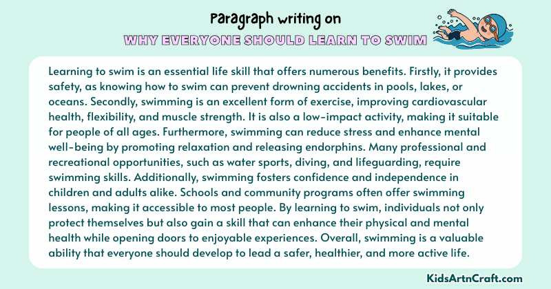 Expository Paragraph on Why Everyone Should Learn to Swim (Explains with Facts)