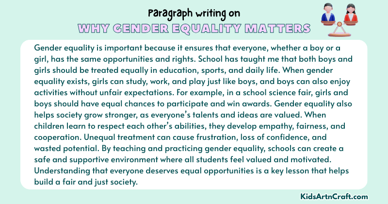 Paragraph on Why Gender Equality Matters