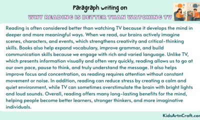 Paragraph on Why Reading Is Better Than Watching TV