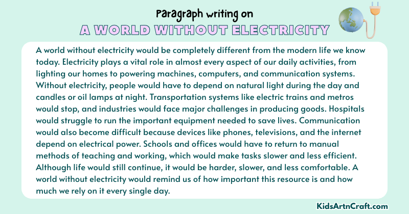 Expository Paragraph on A World Without Electricity (Explains with Facts)