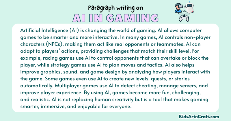 Expository Paragraph on AI in Gaming (Explains with Facts)