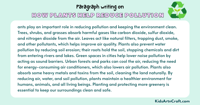 Paragraph on How Plants Help Reduce Pollution