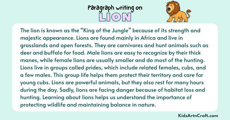 Expository Paragraph on Lion (Explains with Facts)