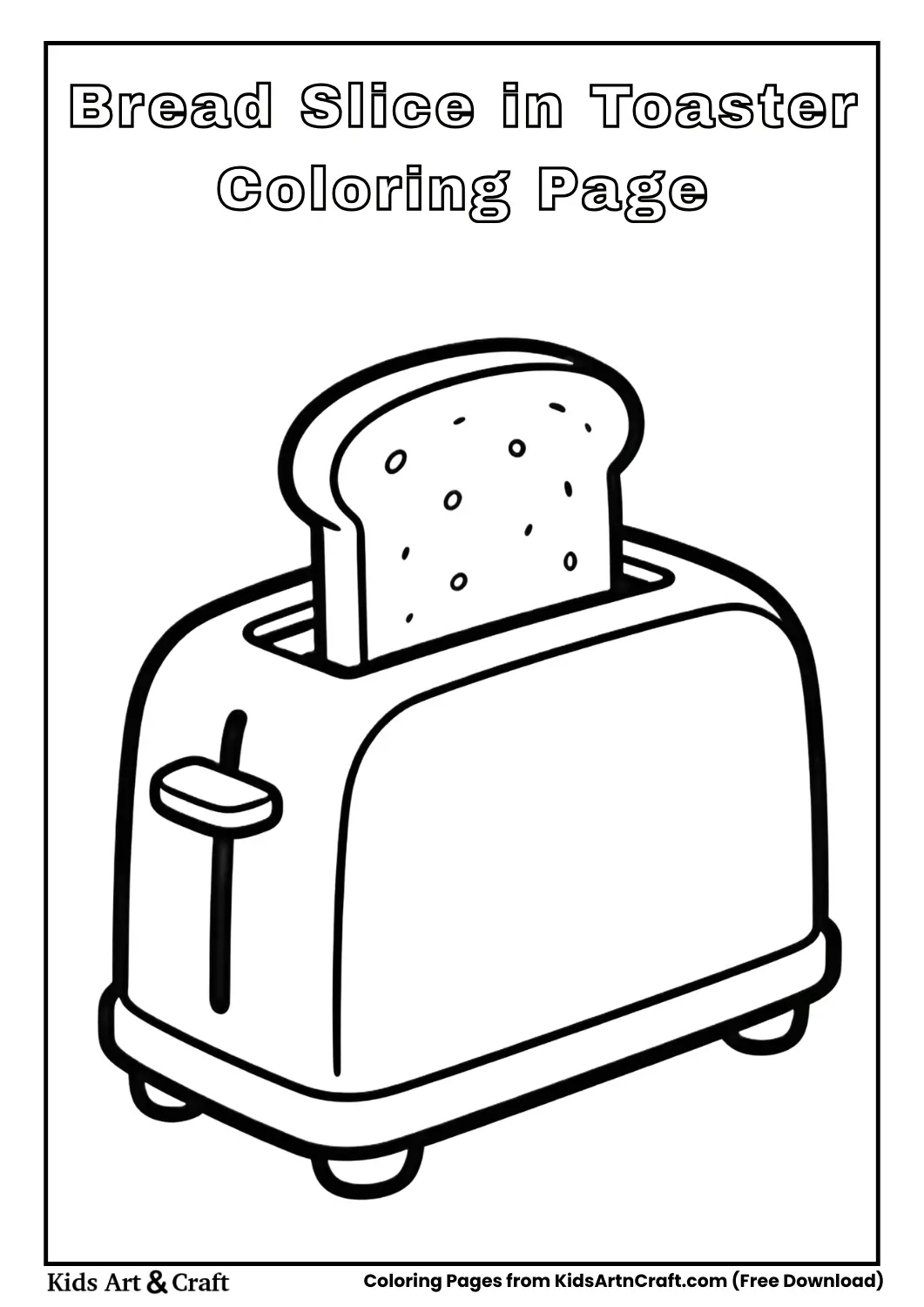 Bread slice popping out of toaster coloring page