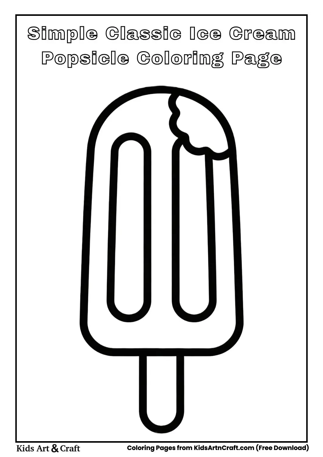 simple classic ice cream popsicle coloring page outline