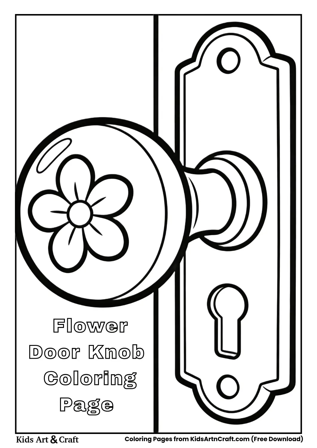 Decorative door knob with flower design coloring page