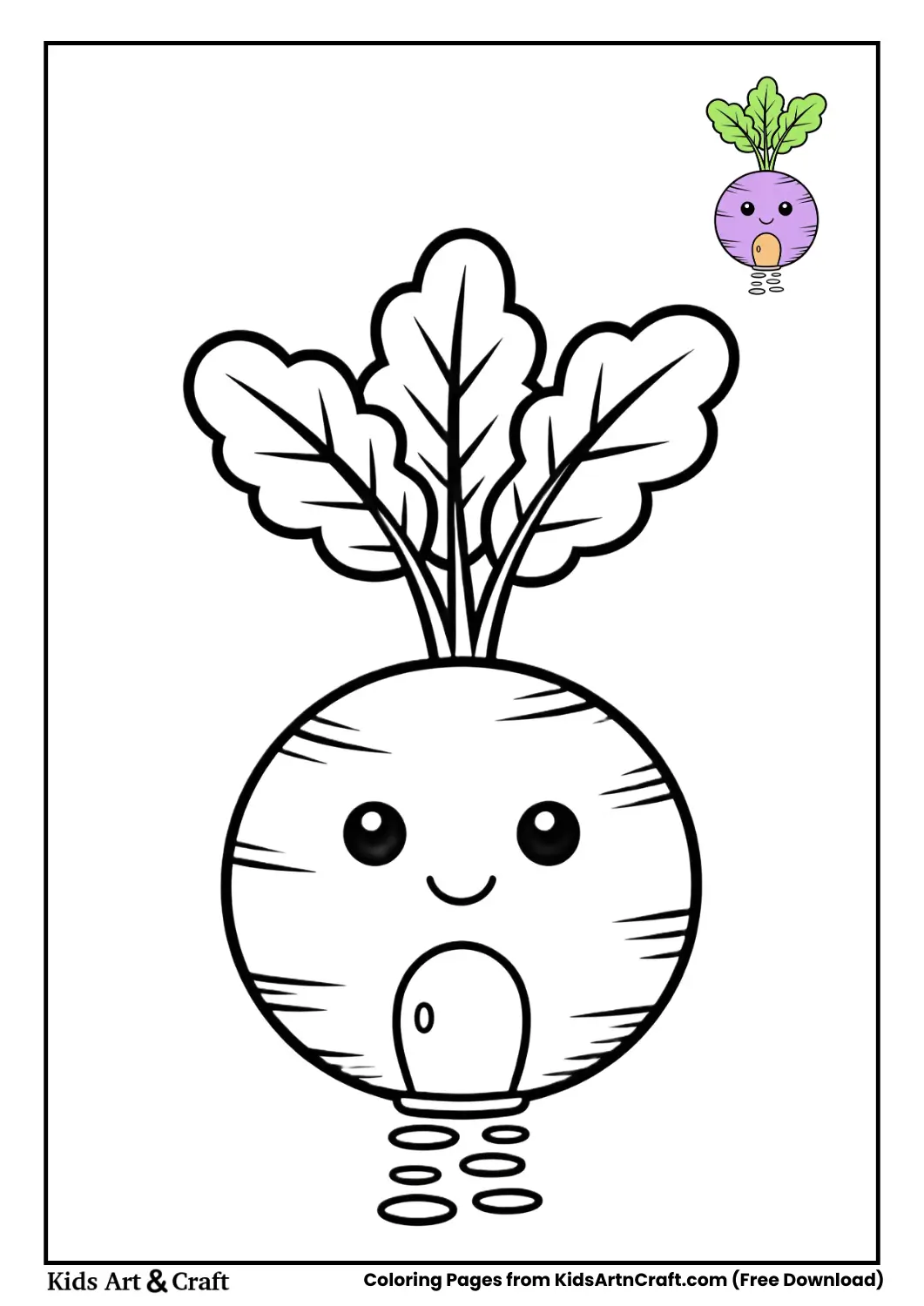 Radish house with leafy roof black and white coloring page