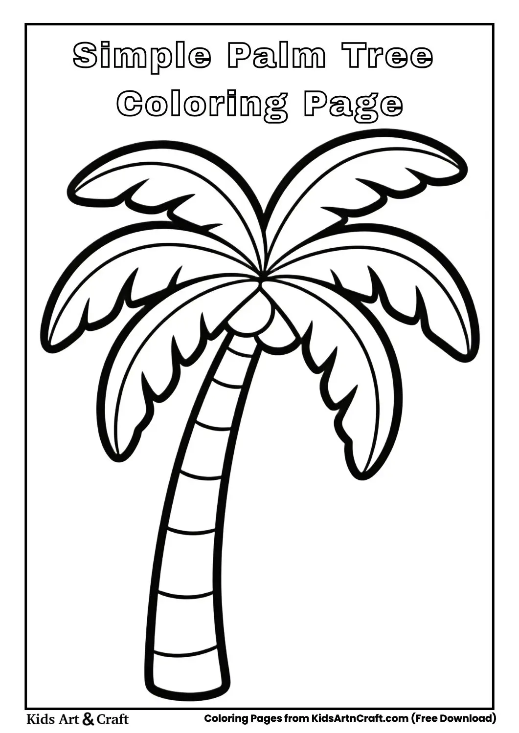 Simple palm tree black and white coloring page