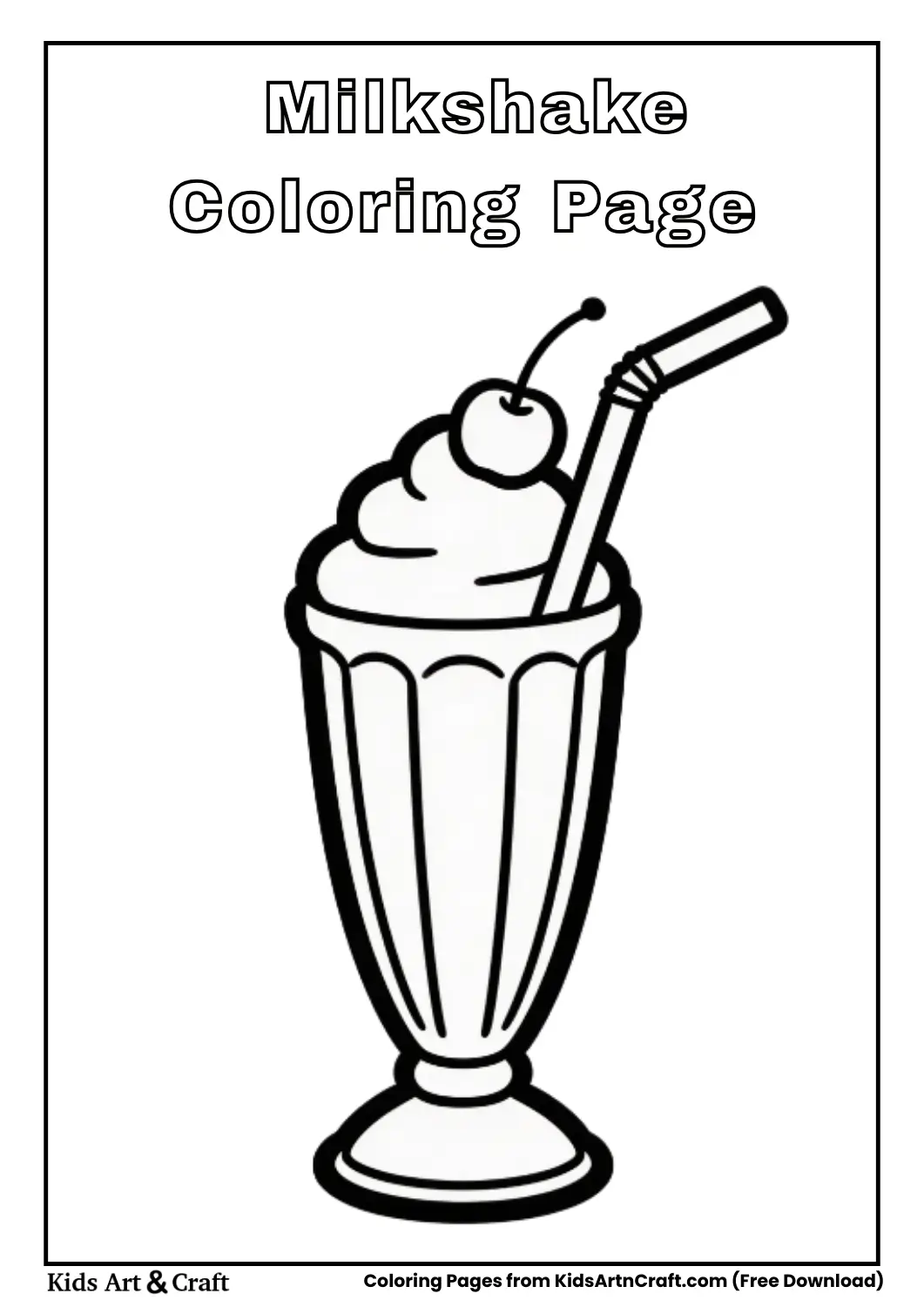 Simple milkshake with straw coloring sheet