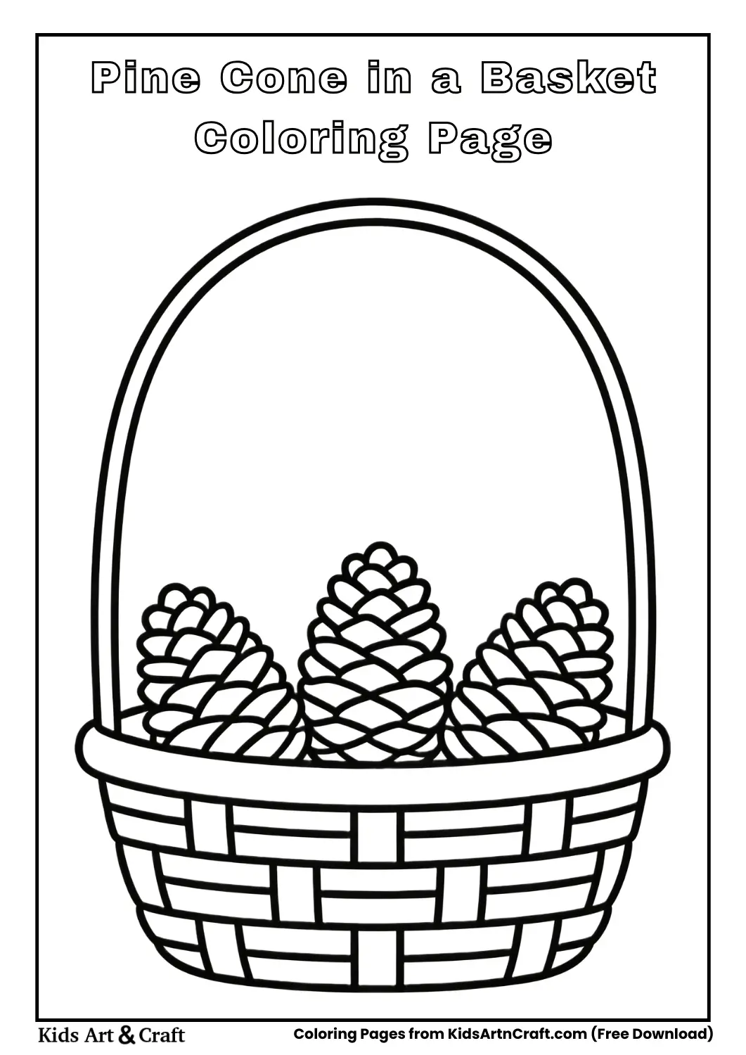 Pine cones in basket simple coloring page for kids