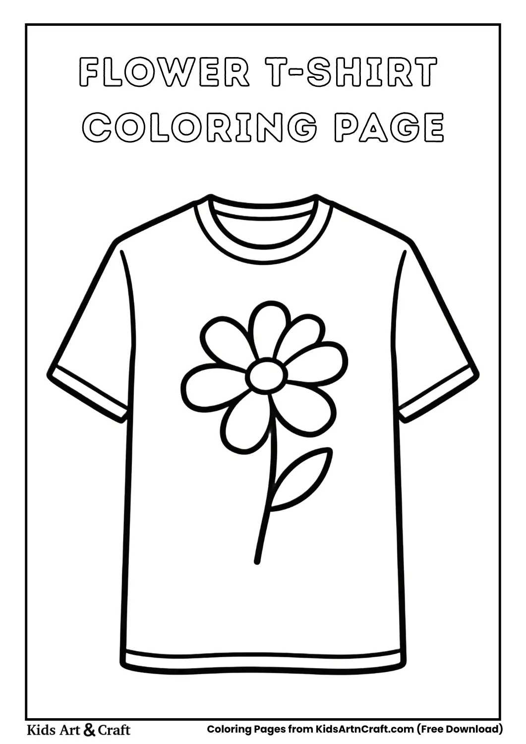 Black and white flower T-shirt coloring page