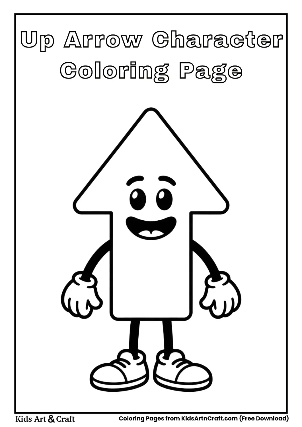 Up arrow sign character coloring page