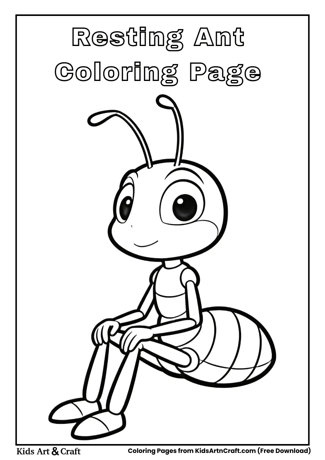 Resting ant cartoon coloring page