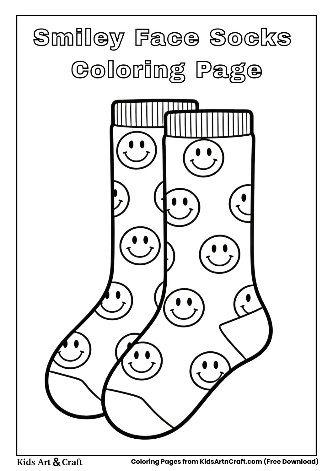 Socks with smiley faces coloring page