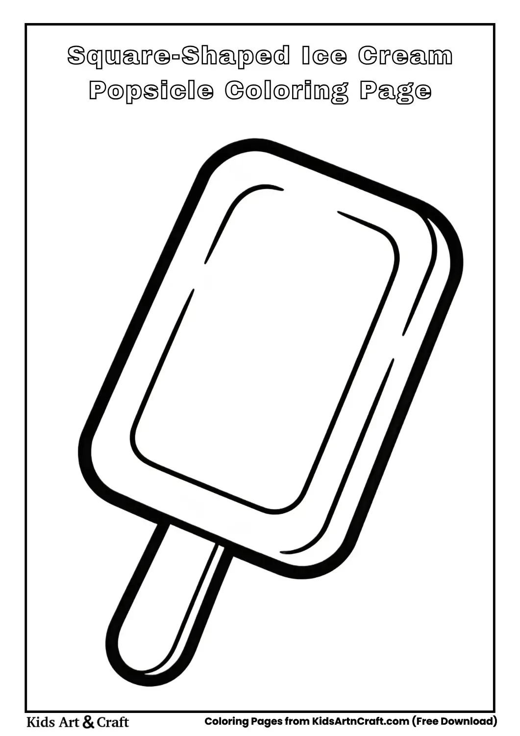 square shaped ice cream popsicle coloring page