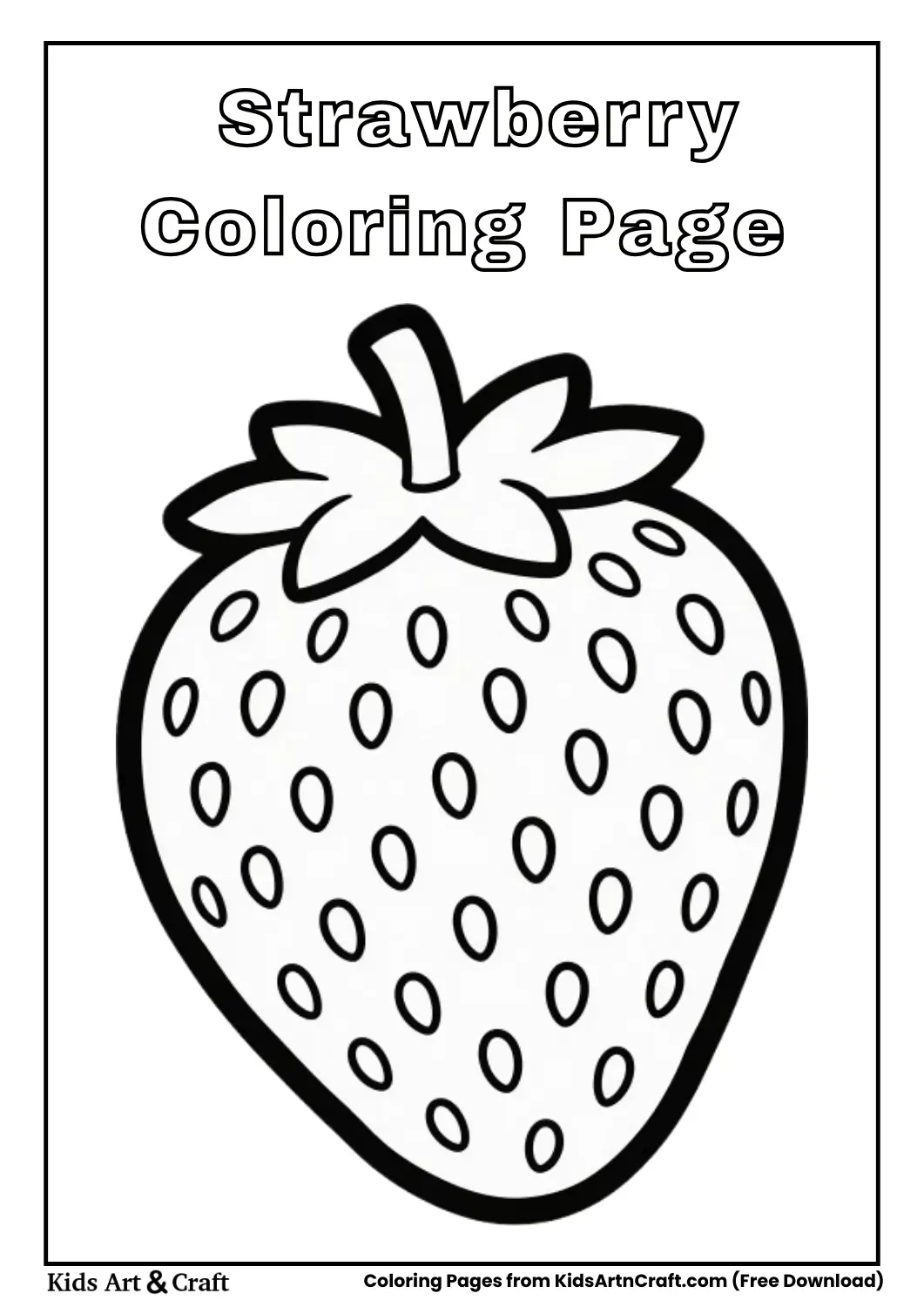 Cute strawberry black and white coloring sheet