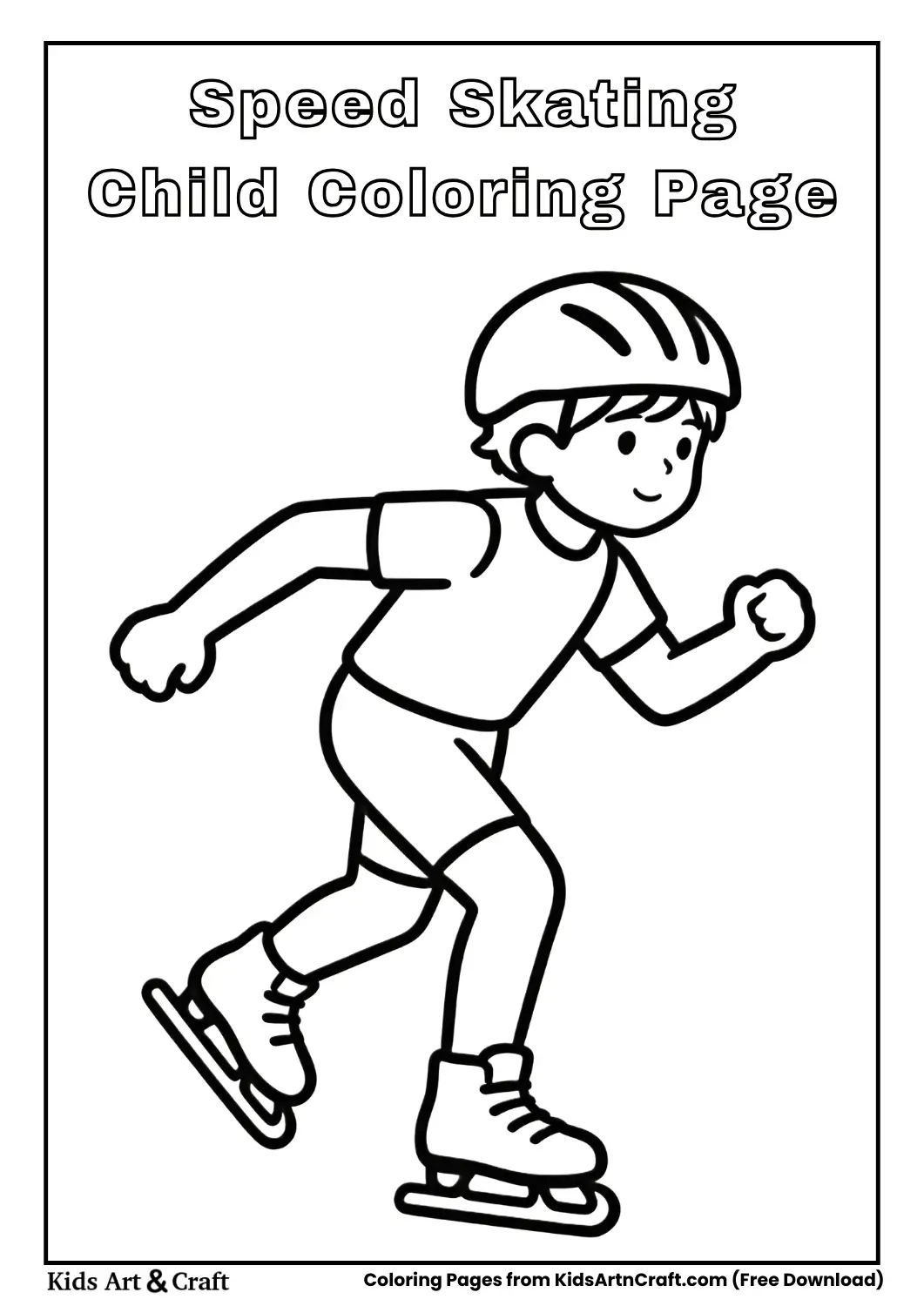 Child speed skating winter sports coloring page