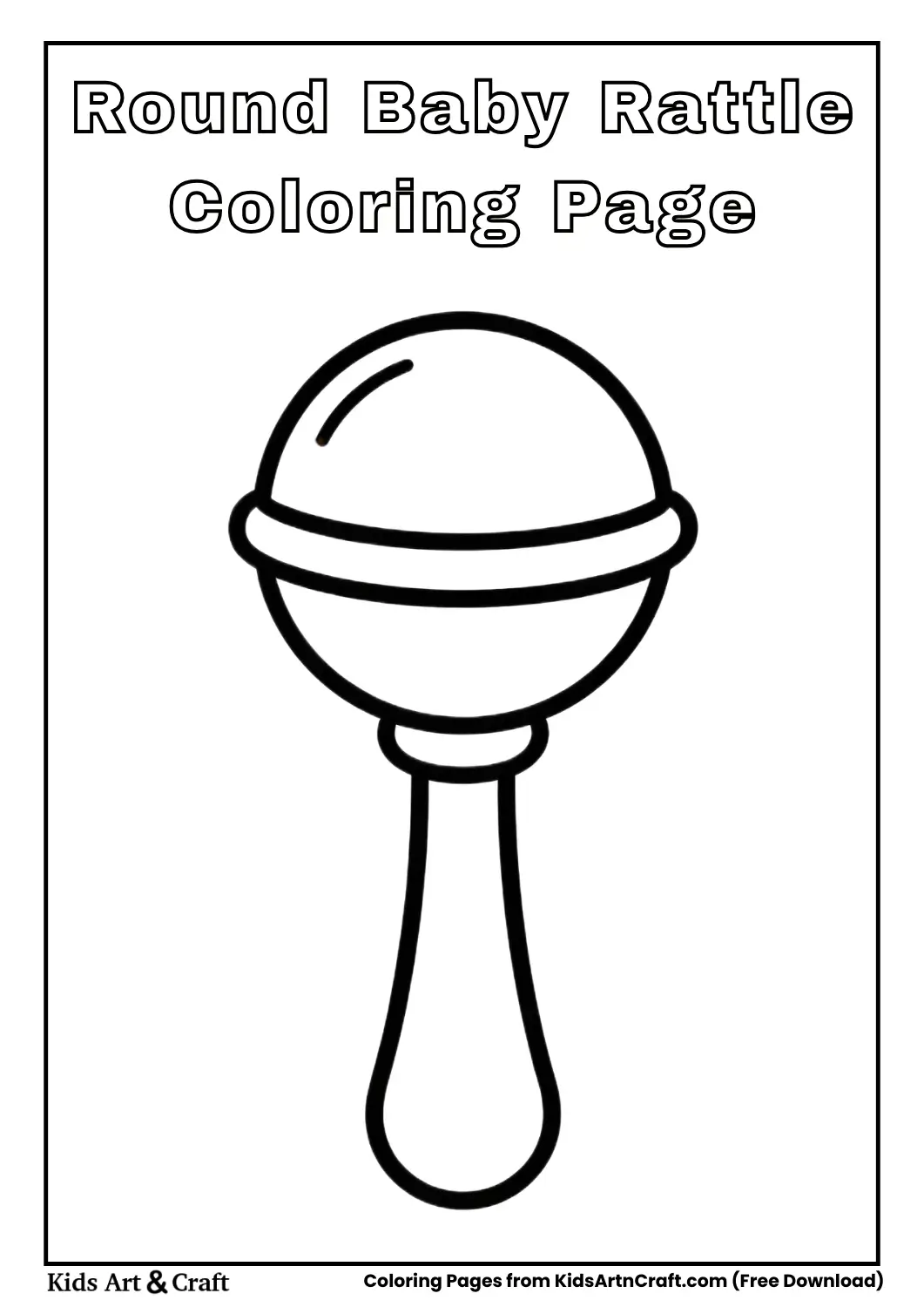 Round baby rattle simple coloring page