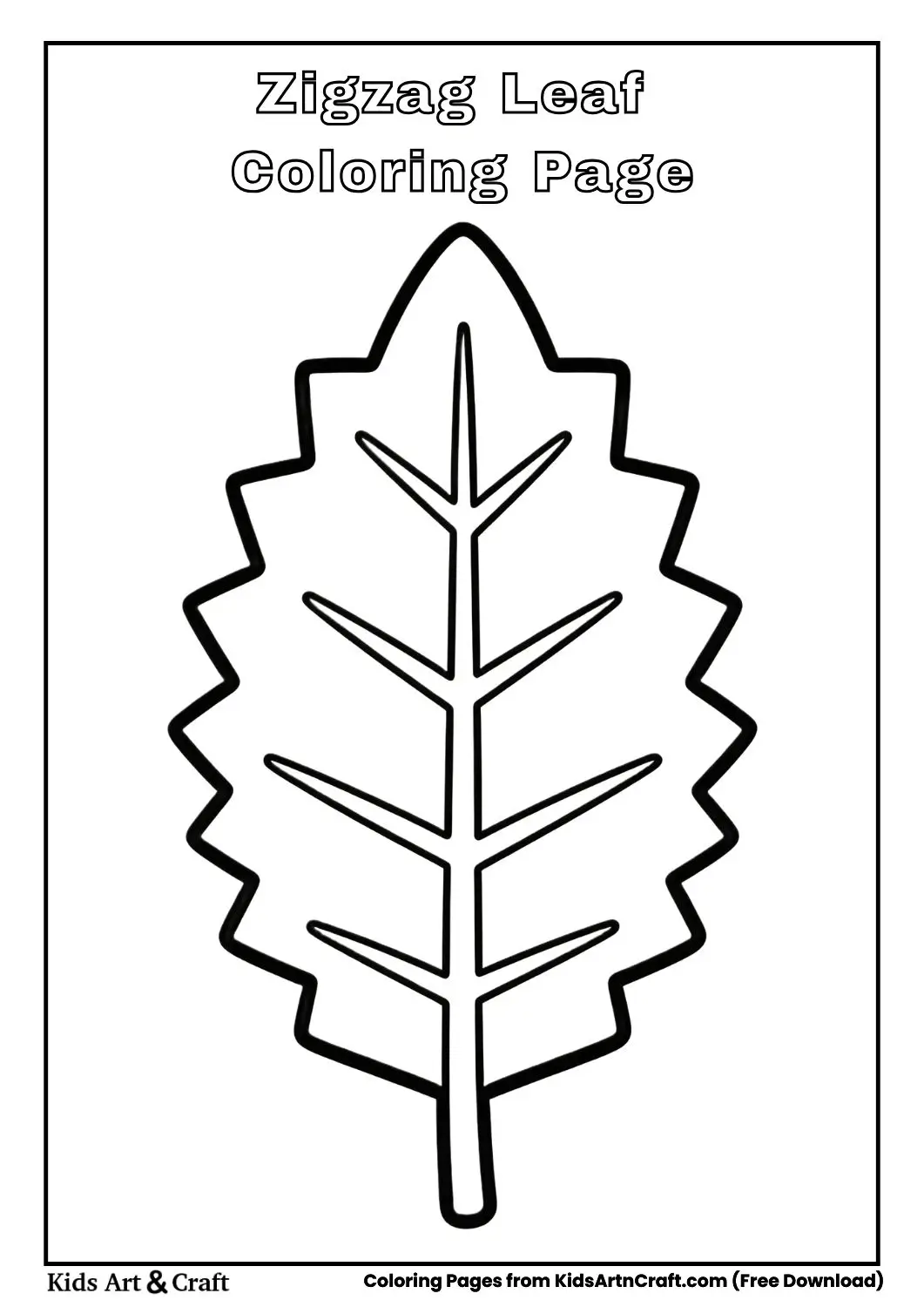 Zigzag edge leaf coloring page